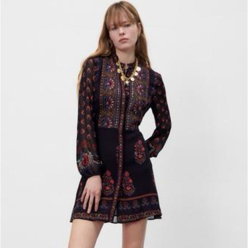 ZARA BOHO DRESS WITH EMBROIDERED YOKE